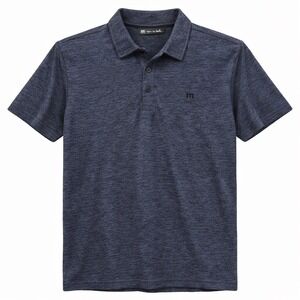 Travis Mathew Mens Heathered Navy Blue Short Sleeve Golf Polo Shirt Size Large